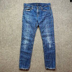Vintage Ralph Lauren Linen Cotton Blend Floral Print Denim Jeans Size Womens 28